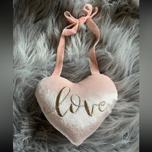 Plush Baby Pink Heart Love Hang Decor Home Accent Valentines Anniversary Wedding